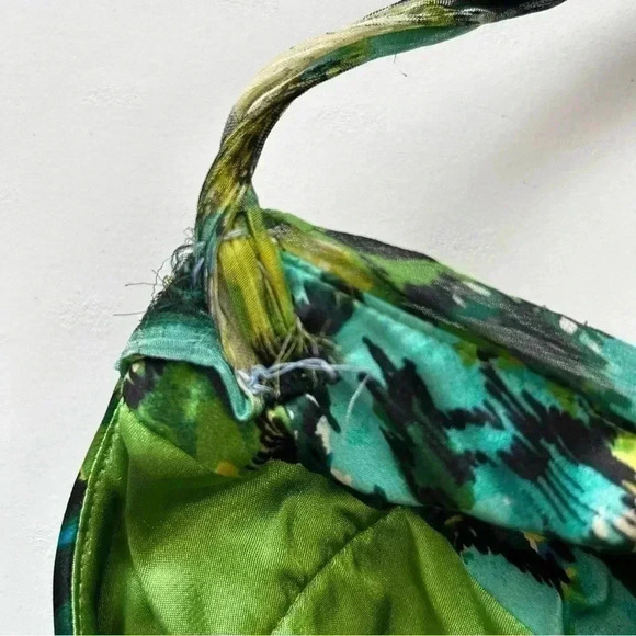 Donna Ricco Silk Halter Dress Flowy A-Line Green Blue Yellow Floral Size 8 - Picture 11 of 15
